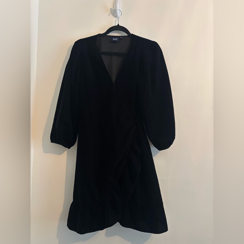 GAP Black Velvet Wrap Dress